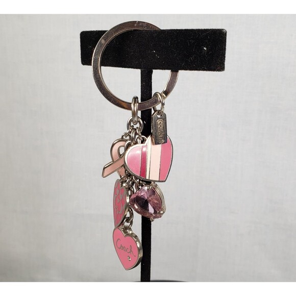 Coach BCA Breast Cancer Awareness Pink Multi Mix Crystal Enamel Keychain Charms - Picture 6 of 16